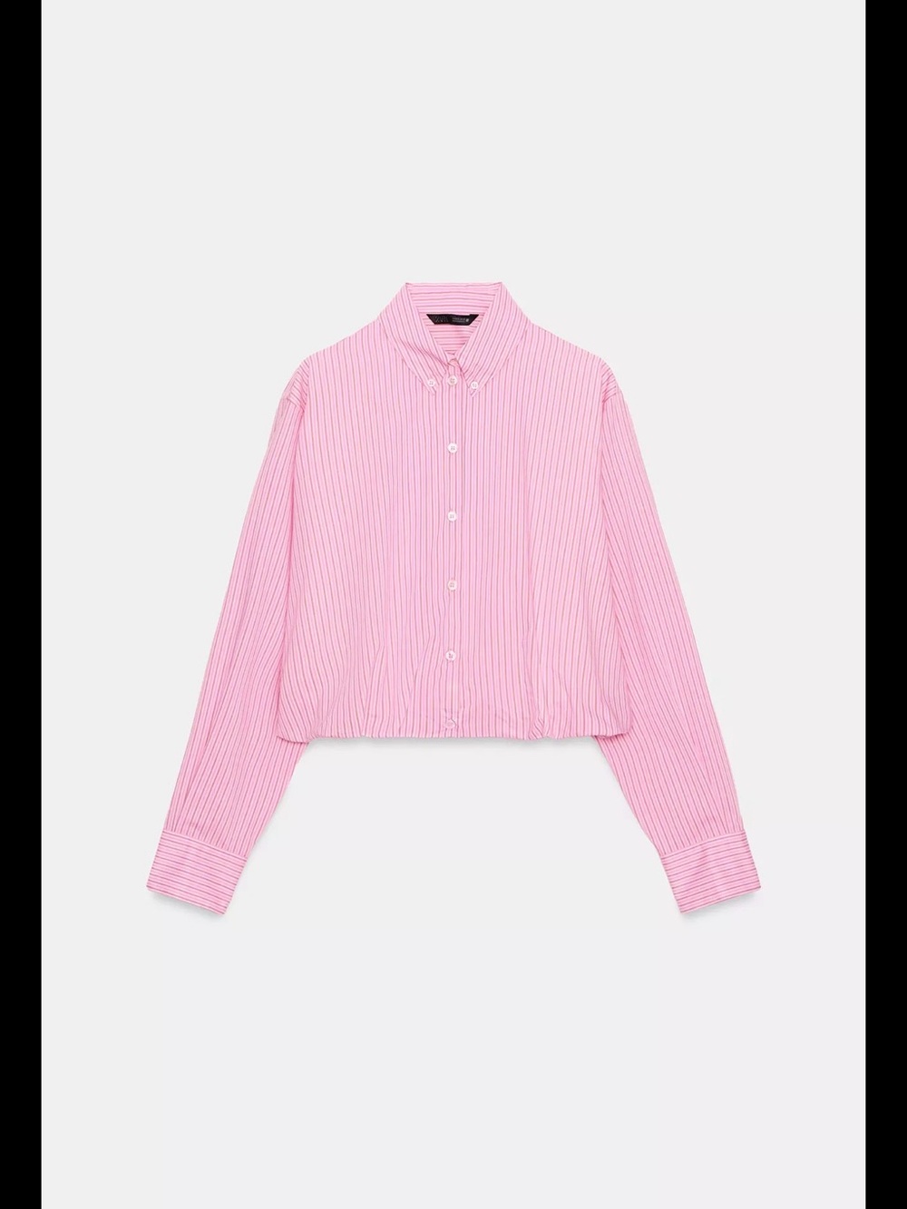 Zara Pink Striped Bubble Poplin Button-Down Shirt